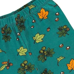 Leggings with Fall leaves Petroleum Green