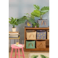 Liten Raffiakorg Med Handtag Blue