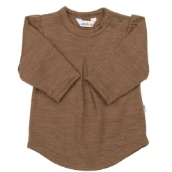 Långärmad Blus I Ull Warm Brown