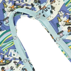 Långärmad Onesie i Federal Blue med vinterlandskap