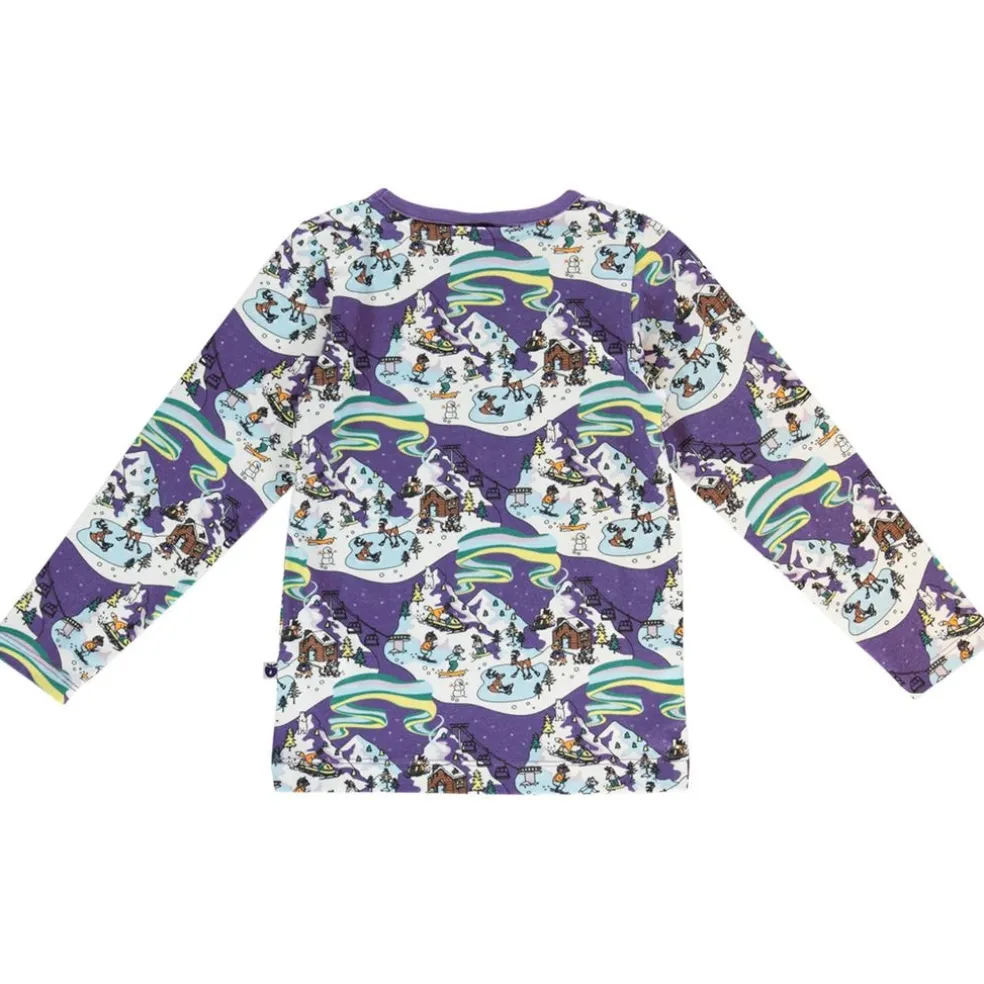 Långärmad T-shirt i Loganberry med vinterlandskap