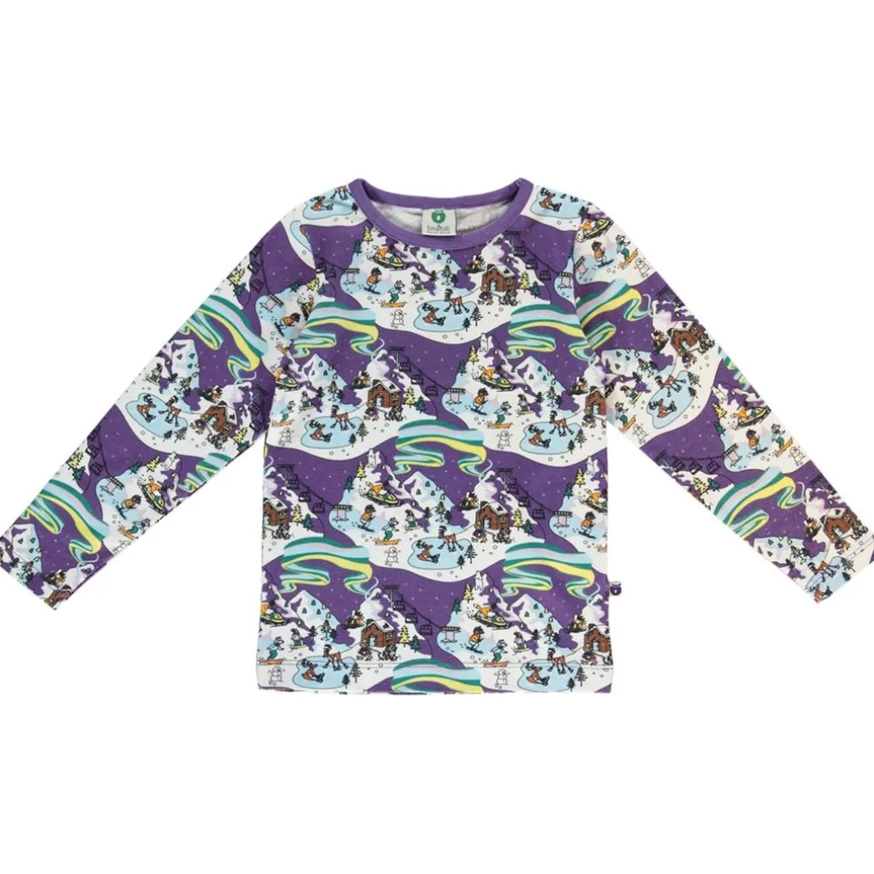 Långärmad T-shirt i Loganberry med vinterlandskap