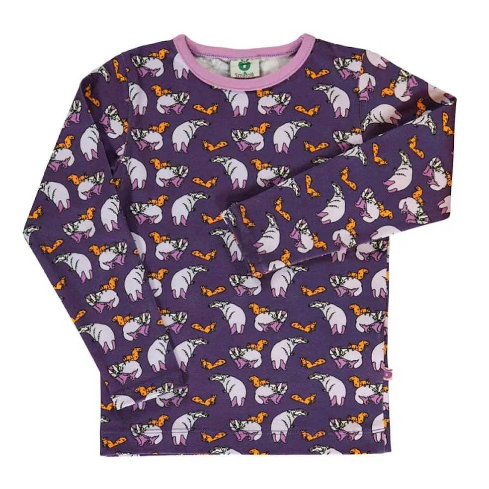 Long-sleeved top with badger and squirrel Loganberry