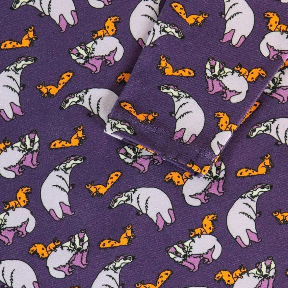 Long-sleeved top with badger and squirrel Loganberry