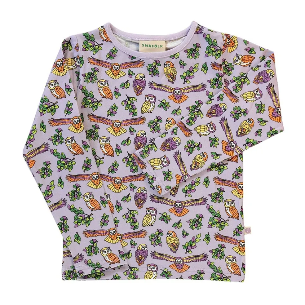 Long-sleeved top with owls Orchid Petal