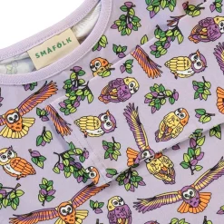 Long-sleeved top with owls Orchid Petal