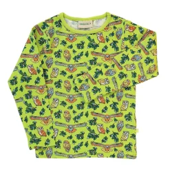 Long-sleeved top with owls Pear Green