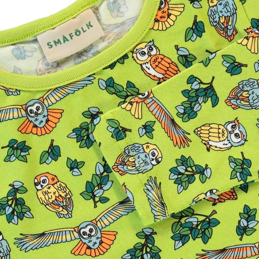 Long-sleeved top with owls Pear Green