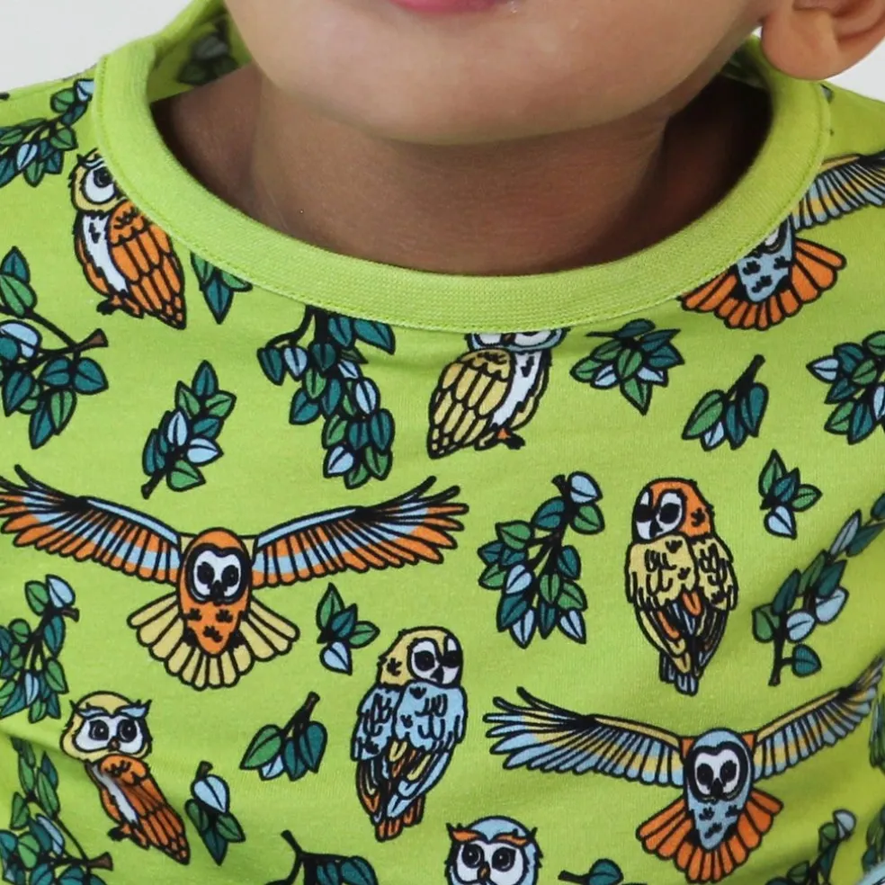 Long-sleeved top with owls Pear Green
