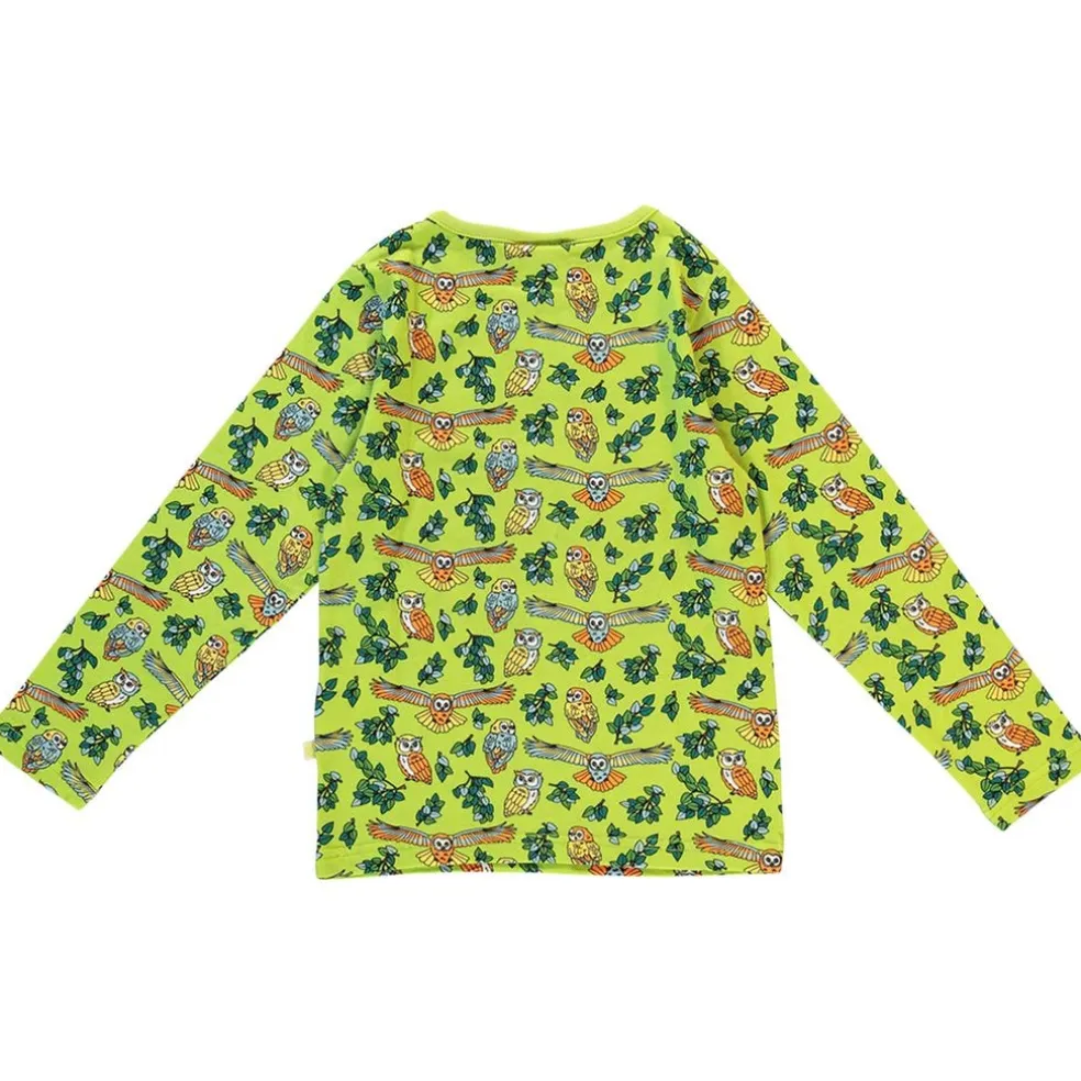 Long-sleeved top with owls Pear Green