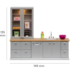 Lundby Diskbänk + Diskmaskin För Dockhus Grey