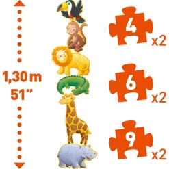 Marmoset & Friends 6 Djurformade Pussel 4, 6, 9 Bitar