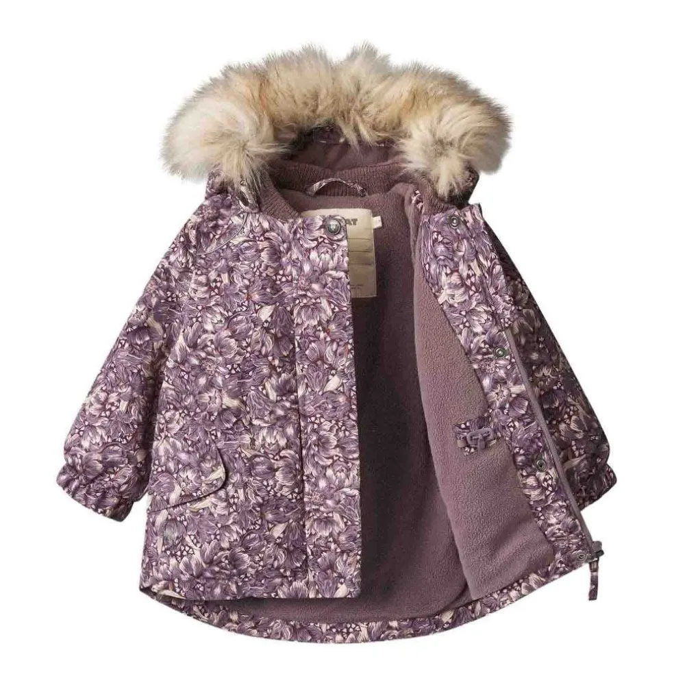 Mathilde Tech Blommig Babyjacka Purple Tulips