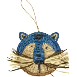 Medium Raffia Väggdekoration Med Djur Blue