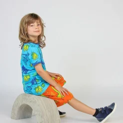 Mönstrad Mjukisshorts Med Dinosaurier Orange