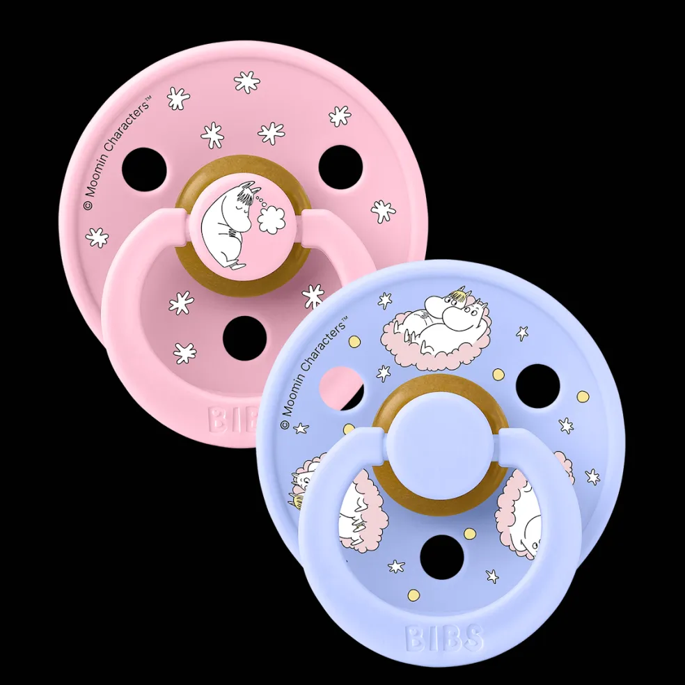 Moomins Dreaming 2-pack Runda Latexnappar Hush Baby Pink