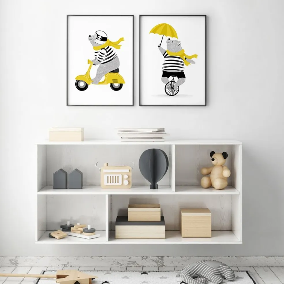 Mr Bear On Unicycle Poster
