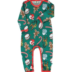 Onesie i Petroleum Green med juldekorationer