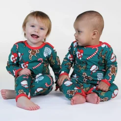 Onesie i Petroleum Green med juldekorationer