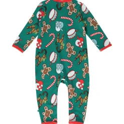 Onesie i Petroleum Green med juldekorationer