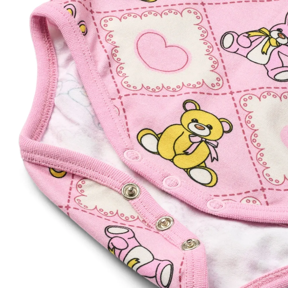 Paula Långärmad Baby Body Med Nallebjörnar Rosa Lace