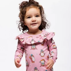 Paula Långärmad Babydräkt Med Cirkus Rosa Lace