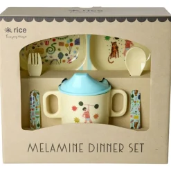 4 Pcs Baby-middagsset I Melamin I Presentförpackning Mint Fun Fair