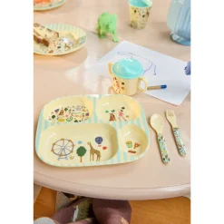 4 Pcs Baby-middagsset I Melamin I Presentförpackning Mint Fun Fair