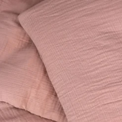 Påslakanset Spjälsäng Muslin Dusty Rose