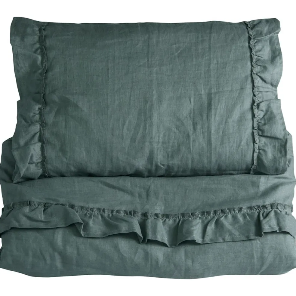 Påslakanset Vagn/Vagga Mood Volang Petrol Green
