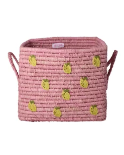 Raffiakorg Med Handtag Pink