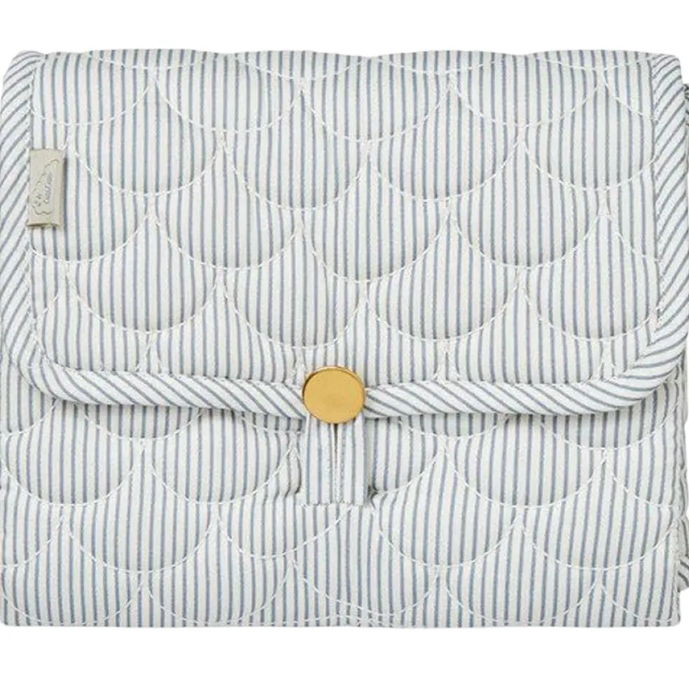 Randig Quiltad Skötmatta Classic Stripes Blue Praline
