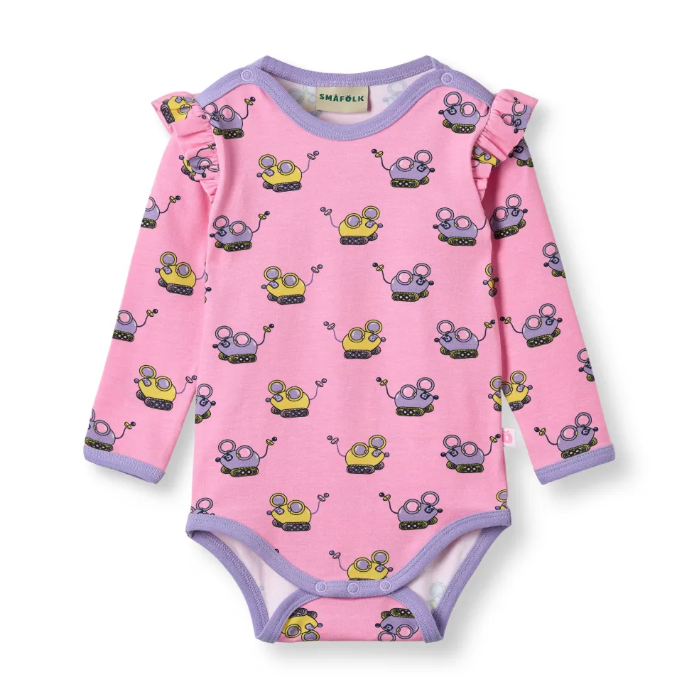 Regent With Robot Mice Långärmad Baby Body Pink Lilac