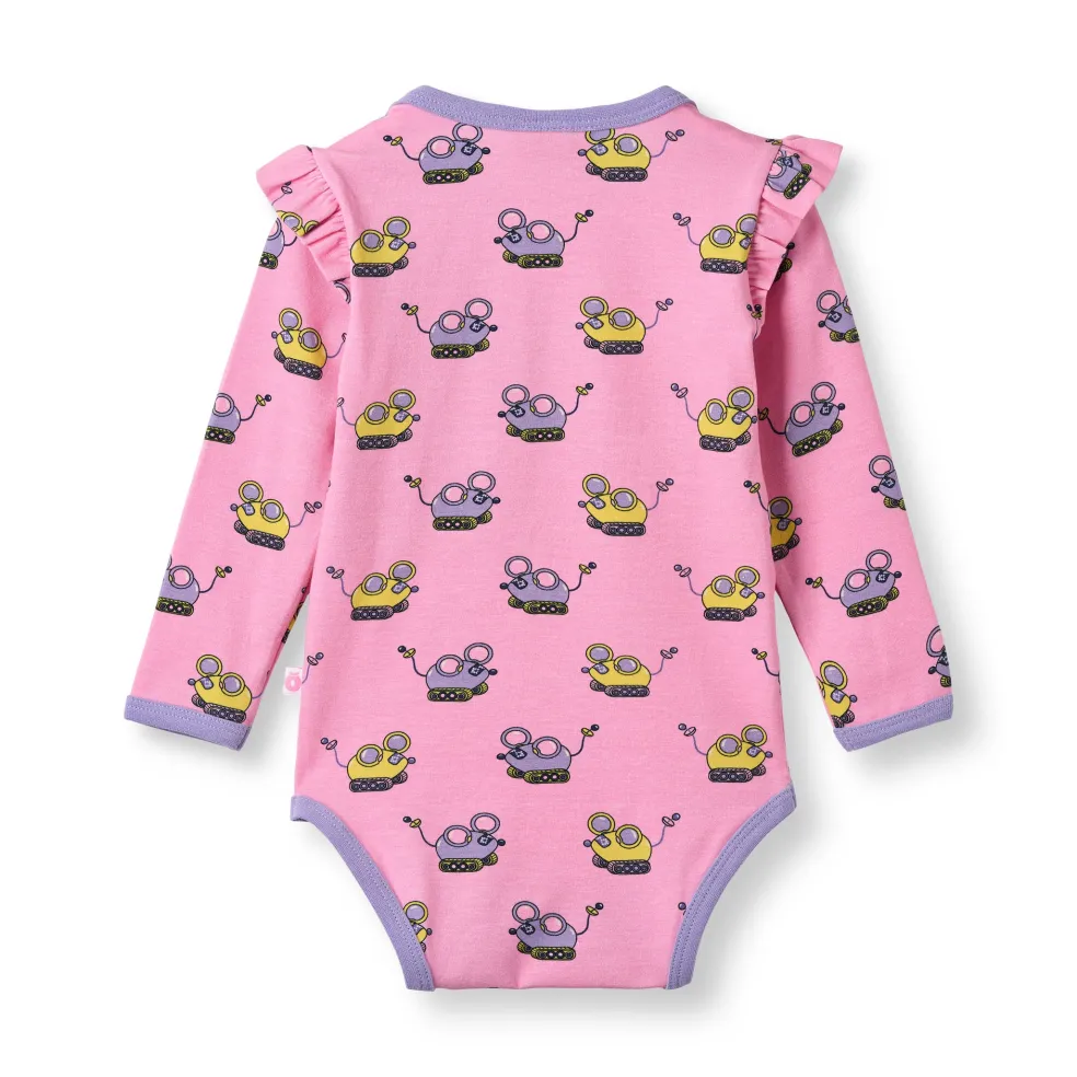 Regent With Robot Mice Långärmad Baby Body Pink Lilac