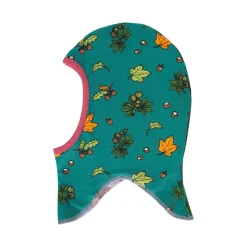 Reversible balaclava with hedgehogs and Fall leaves Orchid Petal