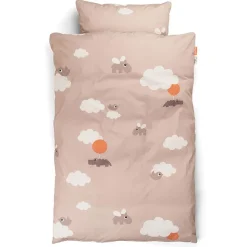 SE GOTS Happy Clouds 100 x 130 / 38 x 55 cm Junior Påslakanset Puderrosa
