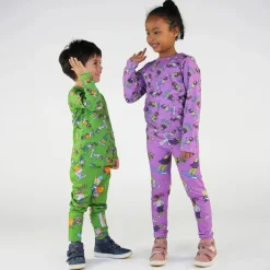Skiing Children Leggings Dusty Lavender