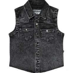 Stone Wash Cut Off Denim Täckväst Grå