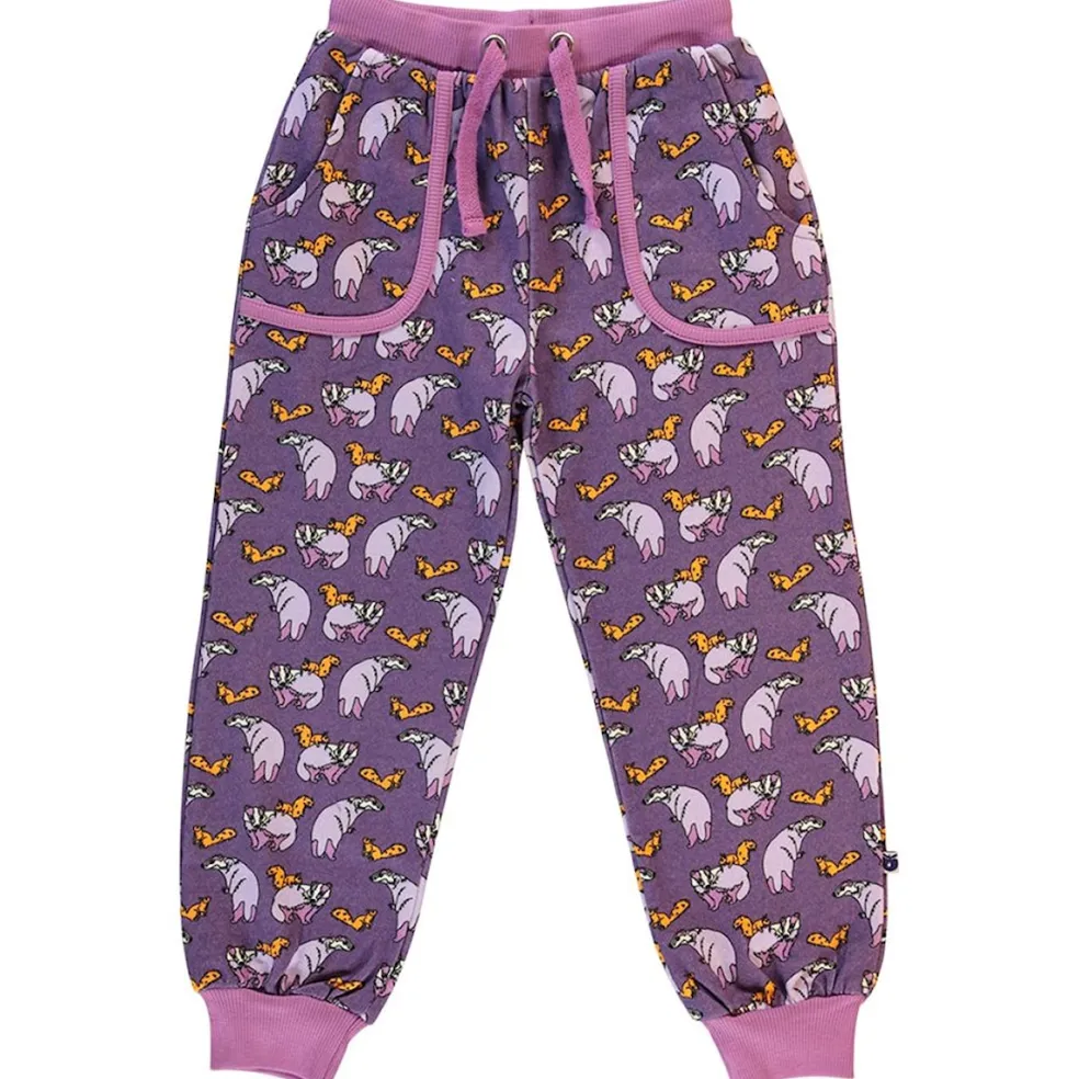 Sweatpants with badger and squirrel Loganberry