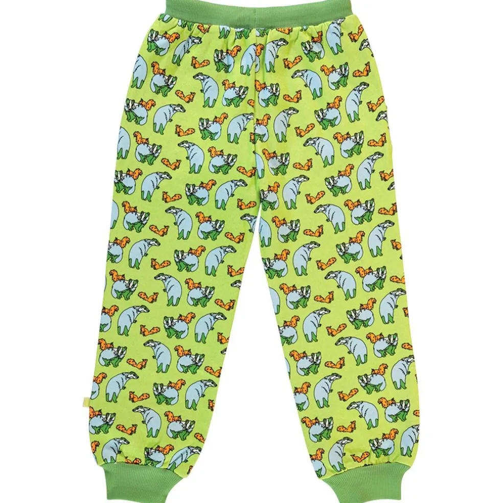 Sweatpants with badger and squirrel Pear Green