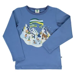 T-shirt i Federal Blue med vinterlandskapsdesign