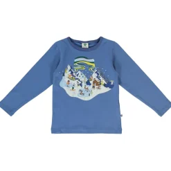 T-shirt i Federal Blue med vinterlandskapsdesign