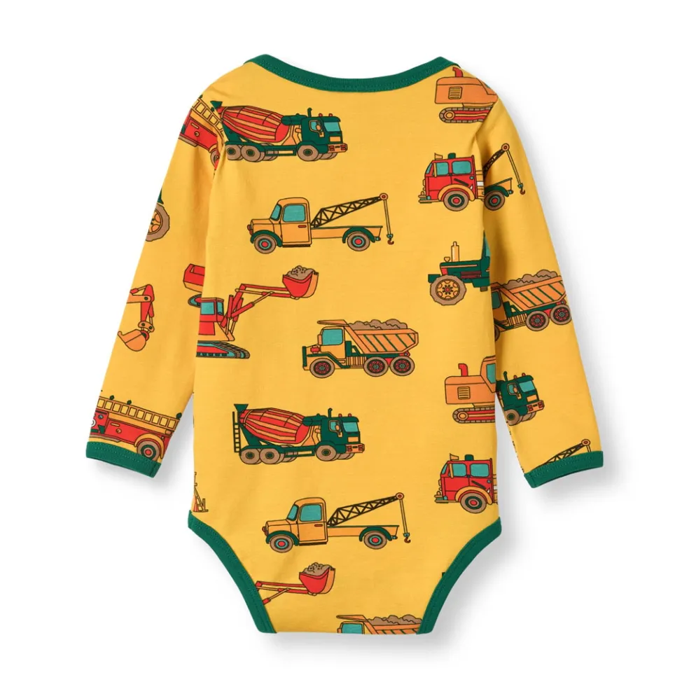 Ulm Långärmad Baby Body Med Fordon Gul Sunstruck