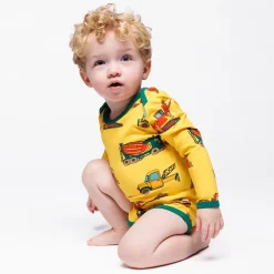 Ulm Långärmad Baby Body Med Fordon Gul Sunstruck