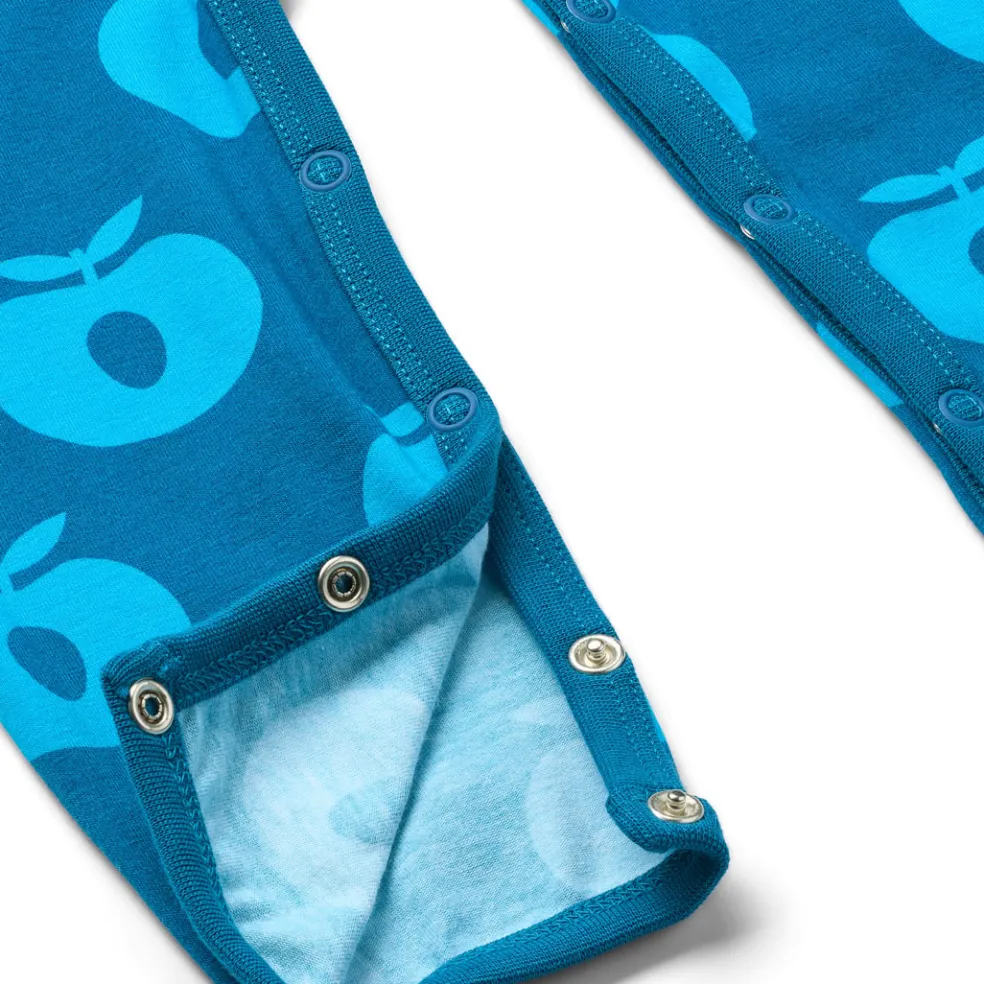 Ulm Långärmad Babydräkt Med Äpplen Blå Vivid Blue