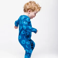 Ulm Långärmad Babydräkt Med Äpplen Blå Vivid Blue