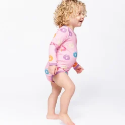 Ulm Long-Sleeved Baby Body with Apples Pink lilac