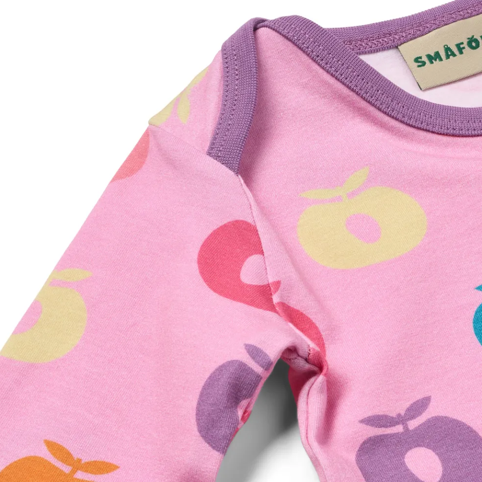 Ulm Long-Sleeved Baby Body with Apples Pink lilac
