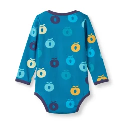 Ulm Long-Sleeved Baby Body with Apples Solid blue