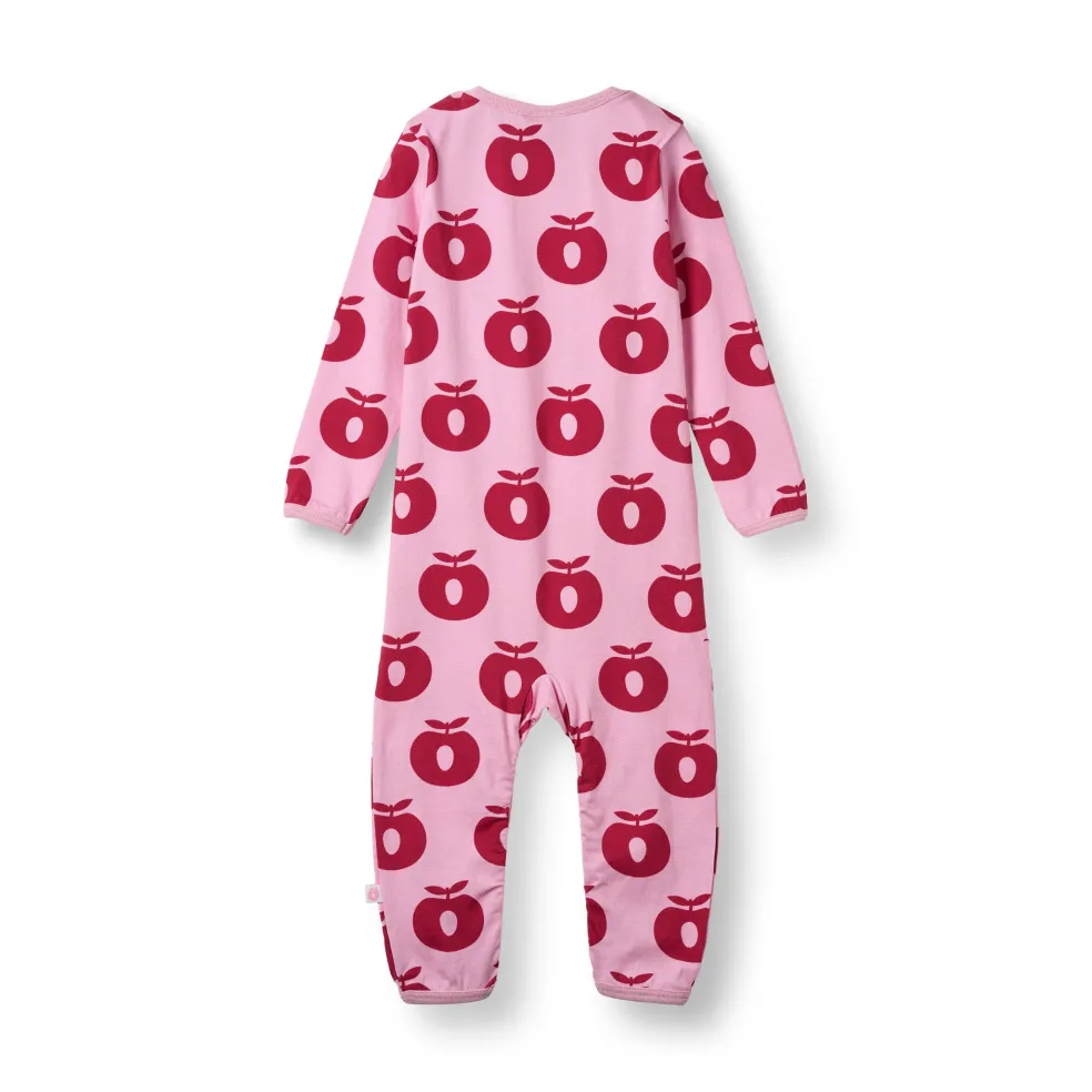 Ulm Long-Sleeved Baby Suit with Apples Pink lilac
